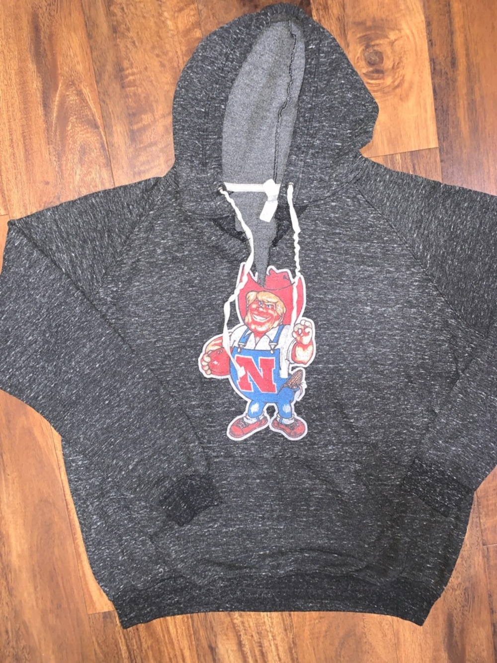 Women’s Nebraska Cornhuskers Herbie Husker Hoodie Size L V Cut Jerzees SKU 105